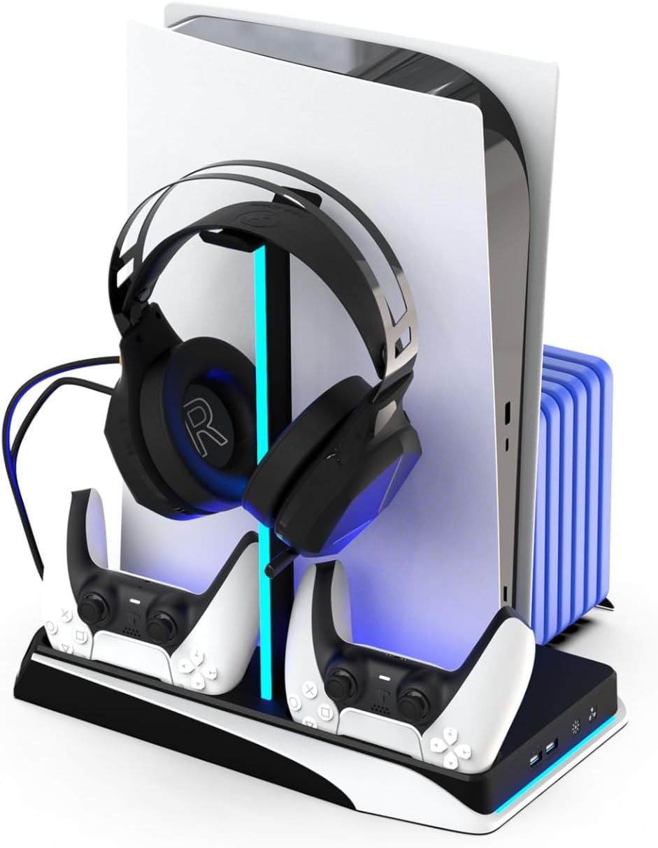 Imp Gaming DLX LED Twin Charging Tower Inc Cooling Fans & Game Storage Stand PS5
