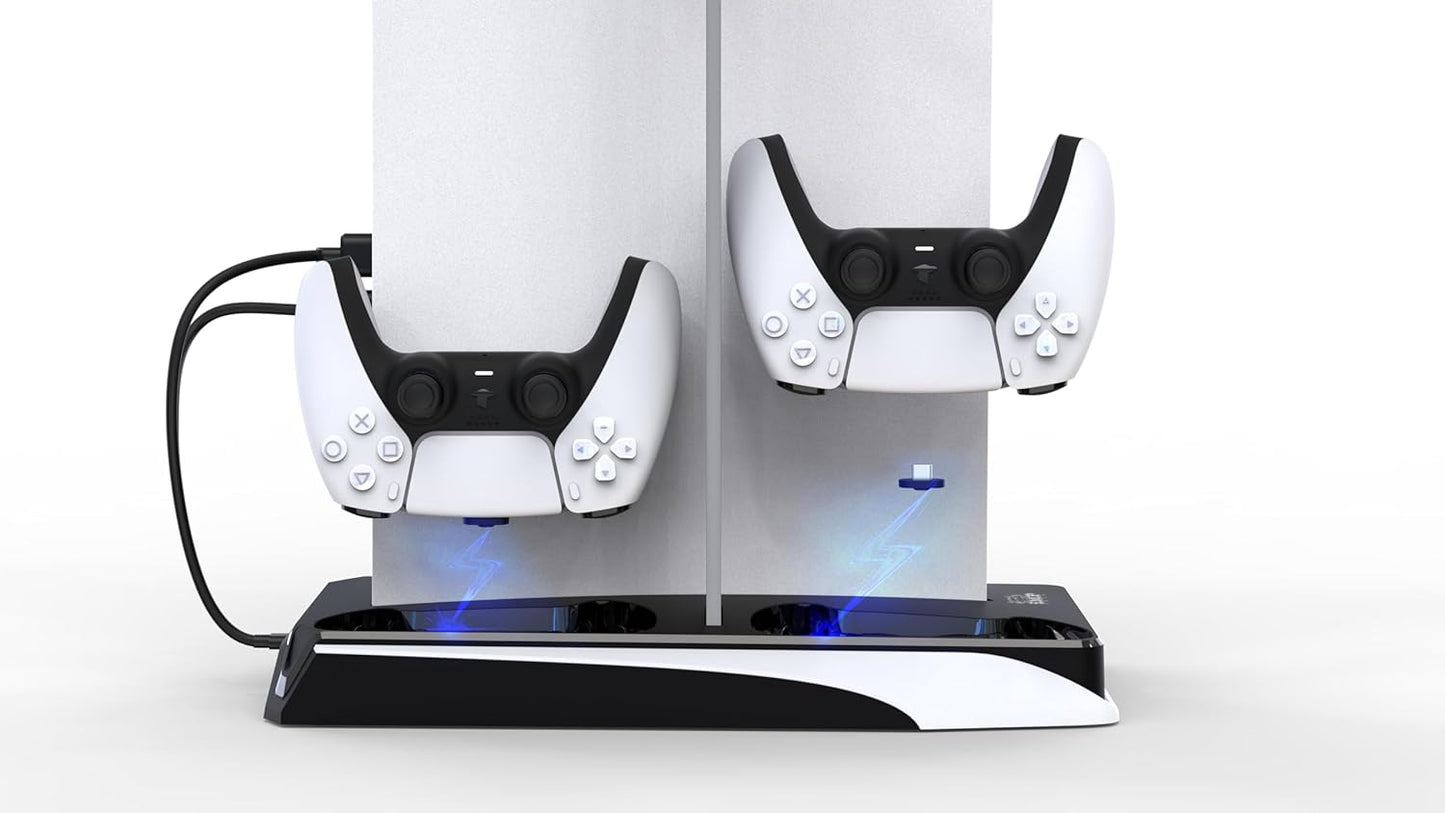 Imp Gaming DLX LED Twin Charging Tower Inc Cooling Fans & Game Storage Stand PS5