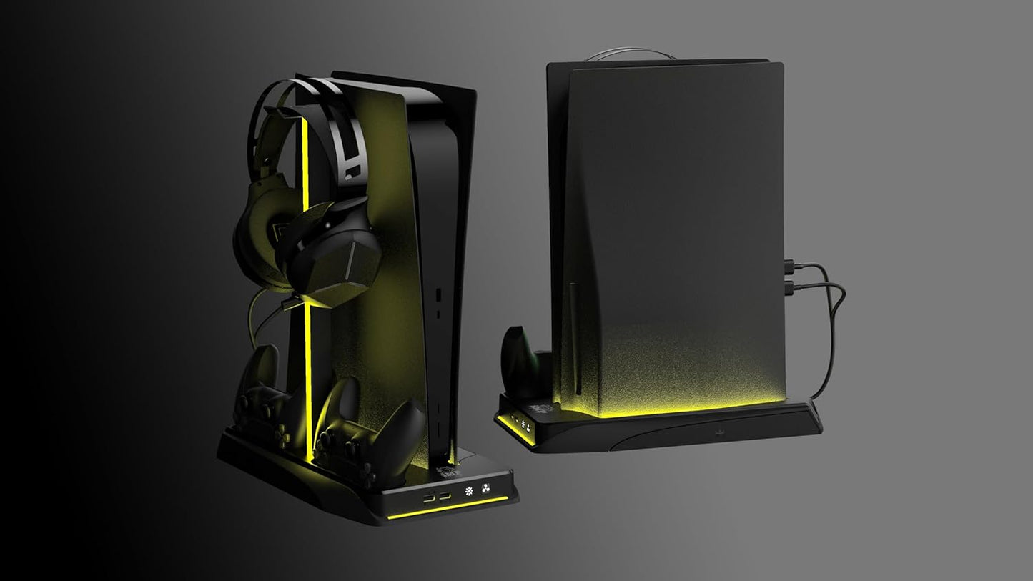 Imp Gaming DLX LED Twin Charging Tower Inc Cooling Fans & Game Storage Stand PS5