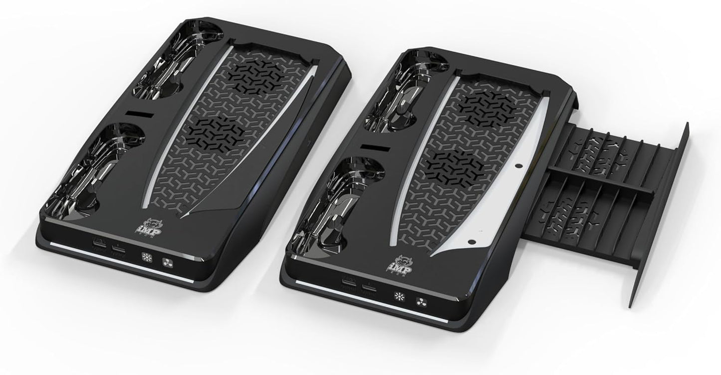 Imp Gaming DLX LED Twin Charging Tower Inc Cooling Fans & Game Storage Stand PS5