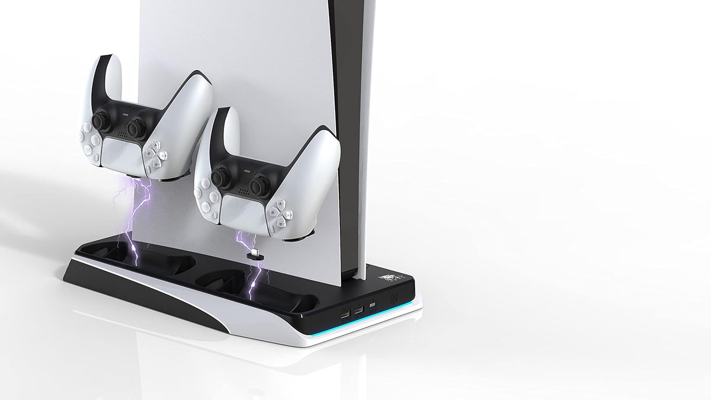 Imp Gaming DLX Twin Charging Tower Inc Cooling Fans & Game Storage Stand PS5