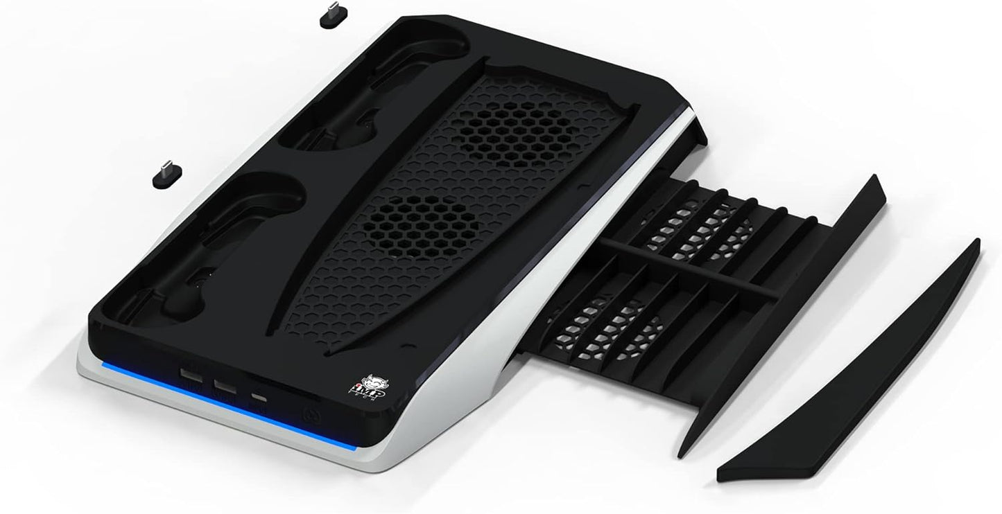 Imp Gaming DLX Twin Charging Tower Inc Cooling Fans & Game Storage Stand PS5