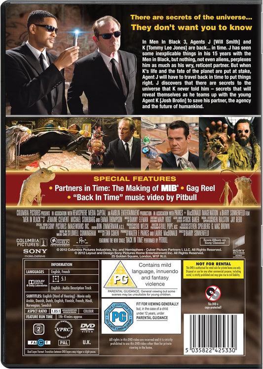 Men in Black 3 – DVD Sci-Fi Comedy Film Sony Pictures