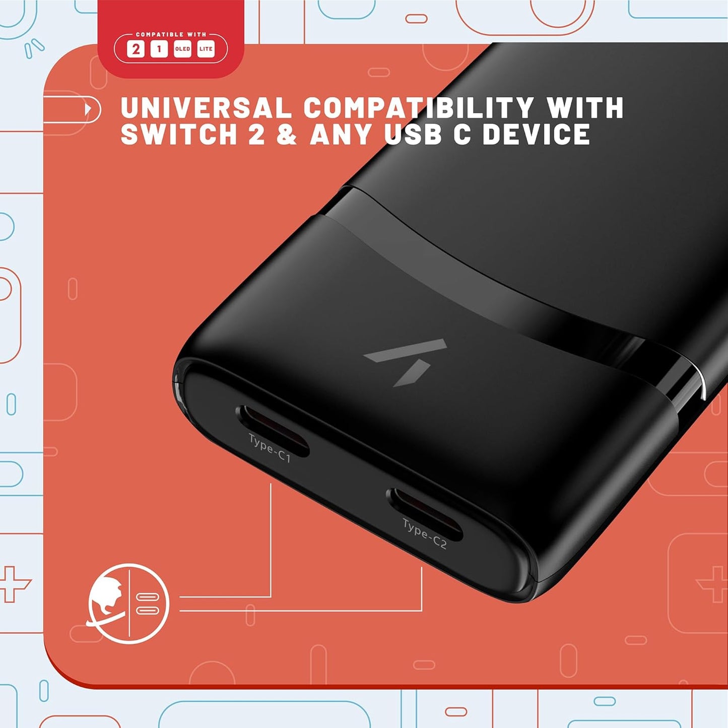 Nintendo Switch & Switch 2 Stealth Travel Mains Adapter