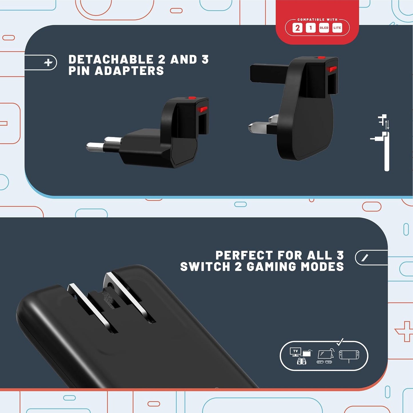 Nintendo Switch & Switch 2 Stealth Travel Mains Adapter