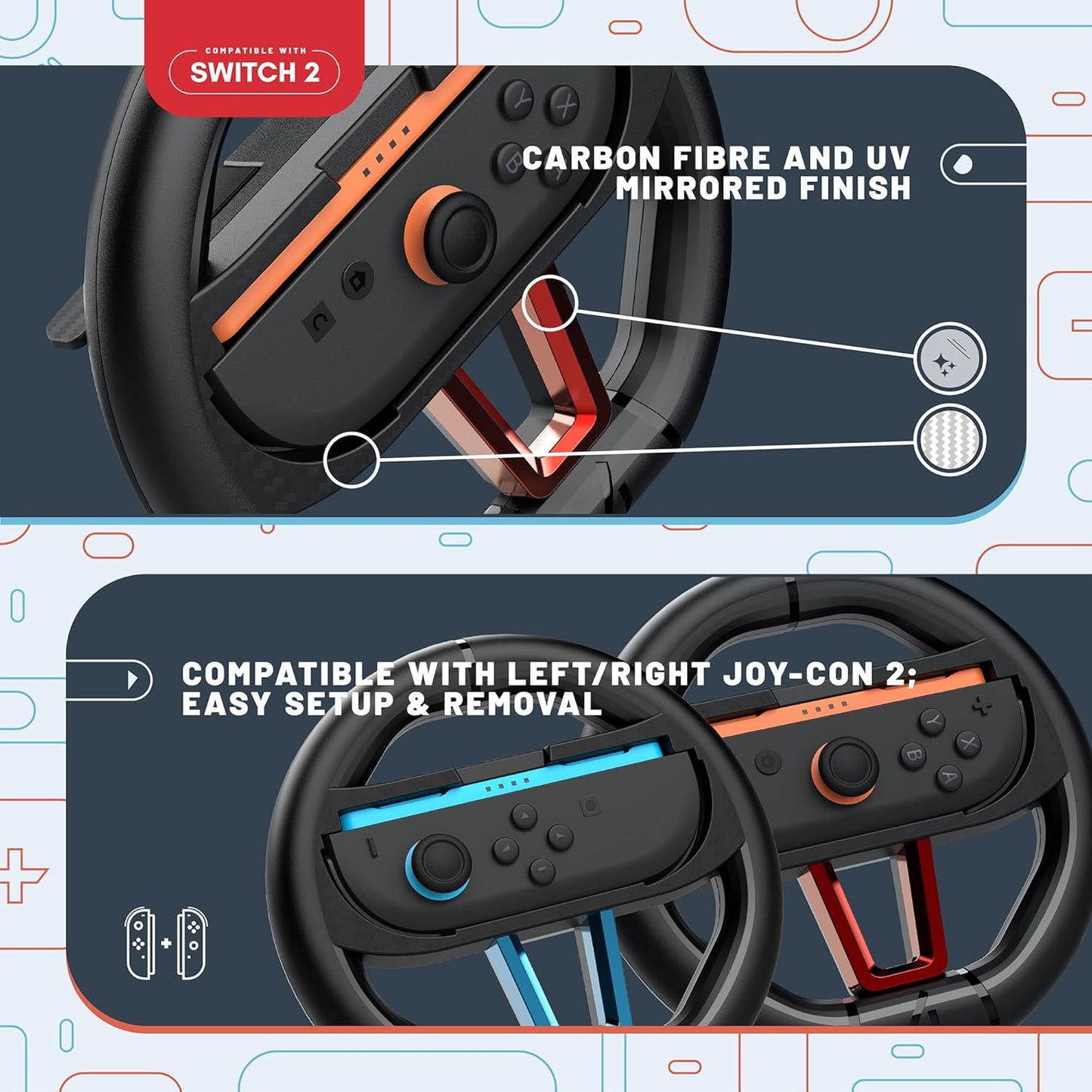 Nintendo Switch 2 Stealth Racing Wheel - Twin Pack
