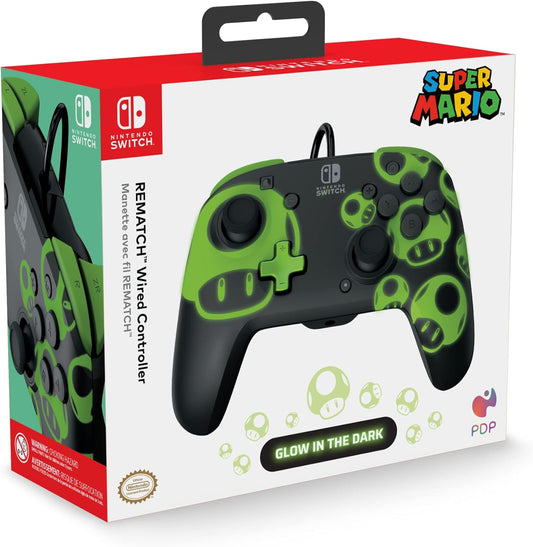 Nintendo Switch - PDP Super Mario Wired controller 1-UP Glow in the dark