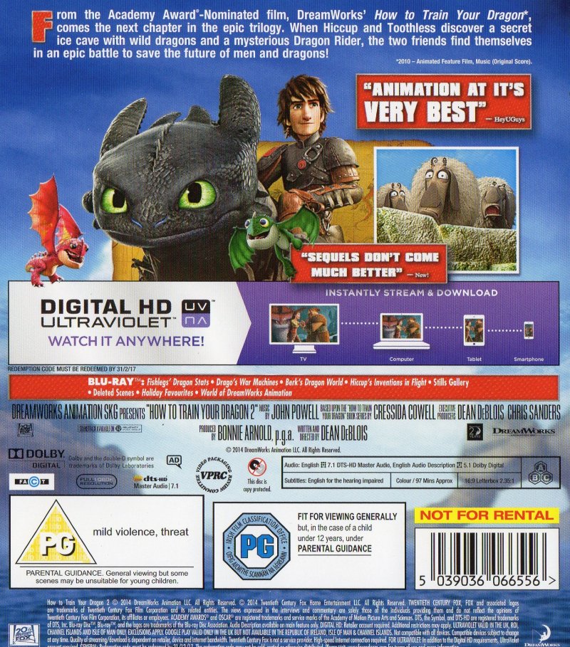 How to Train Your Dragon 2 – Blu-ray Animated Adventure Film DreamWorks