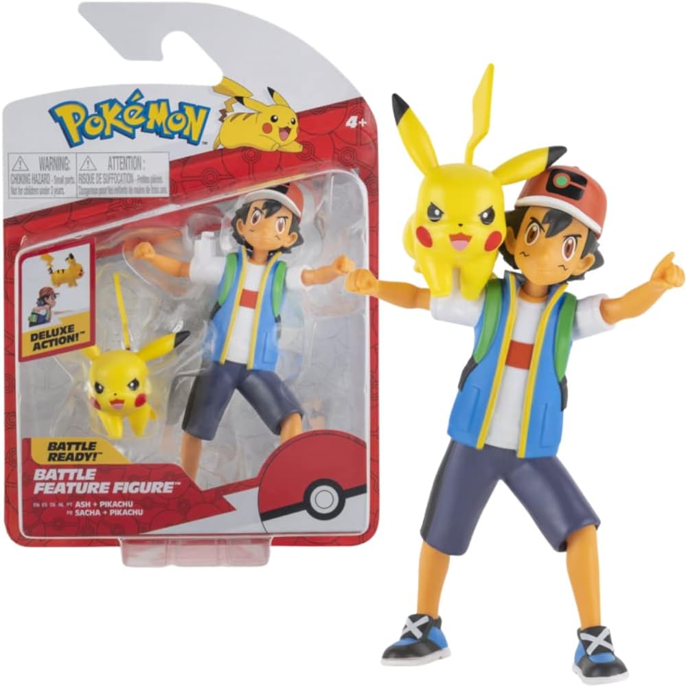 Pokémon 4.5" Feature Battle Action Figure, Features Ash and Pikachu
