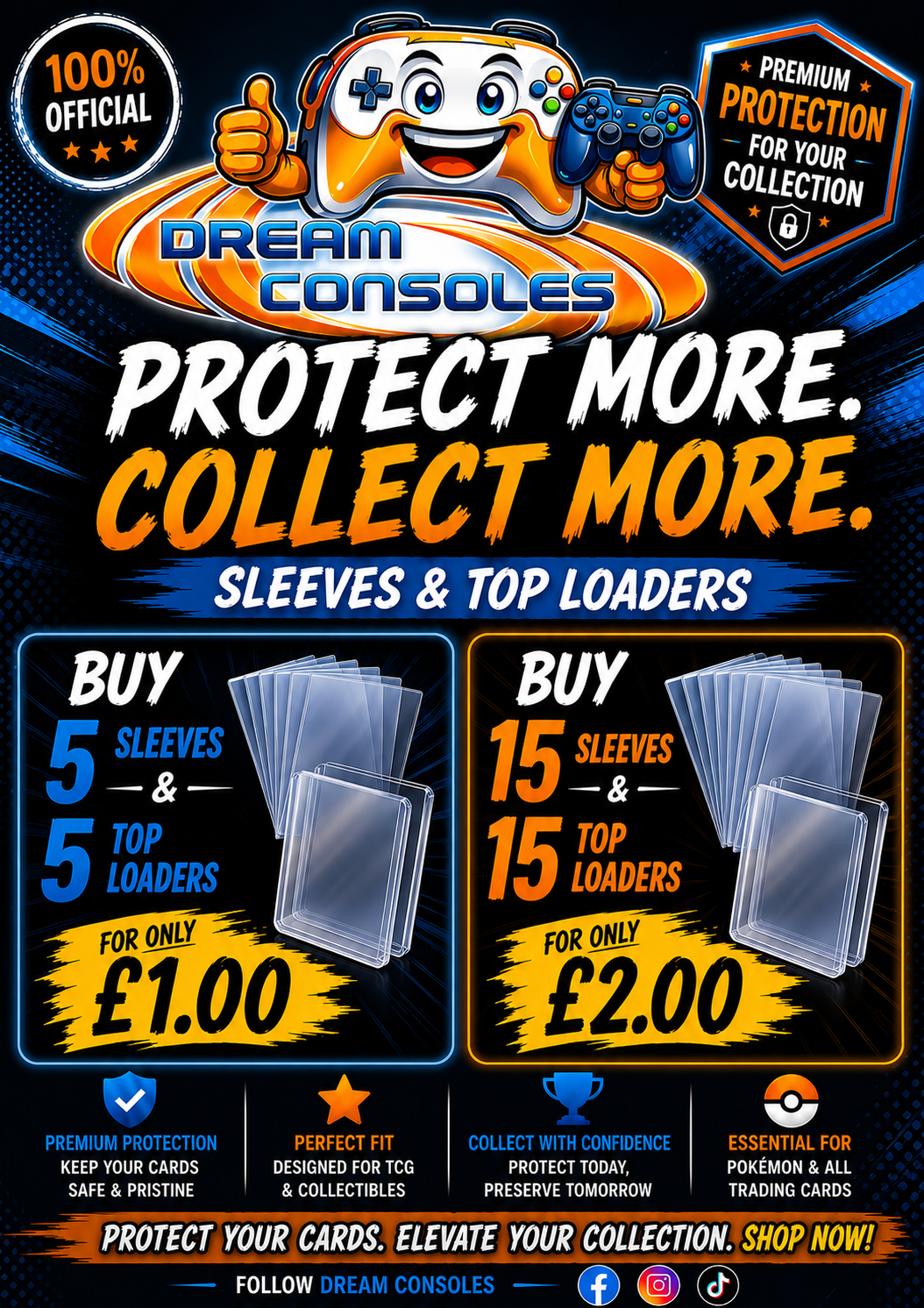 Sleeves Top Loaders 5 PK – Trading Card Protection Fire Lion Merchandise
